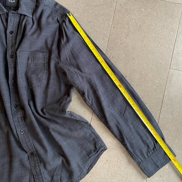 Luxury Rails Men's Wyatt Shirt in Black Chambray Cotton-Size Small - Picture 11 of 13